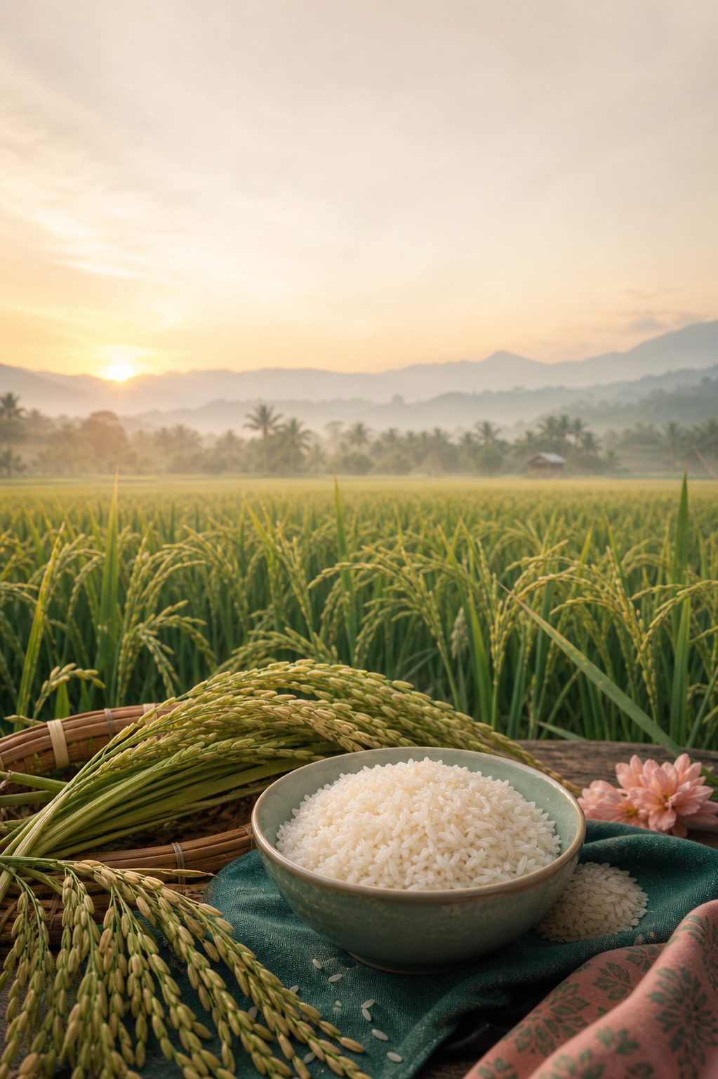 Premium rice field and jasmine rice